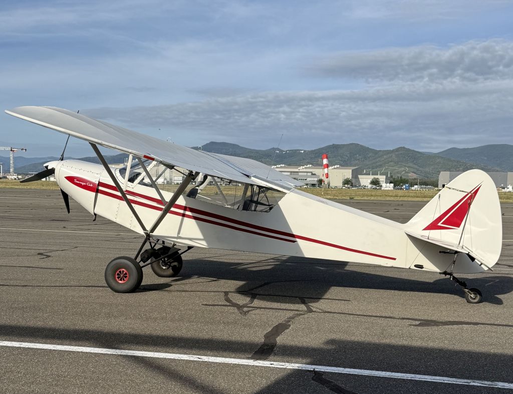 Savage Cub 2010 de profil sur l'aérodrome de Colmar
