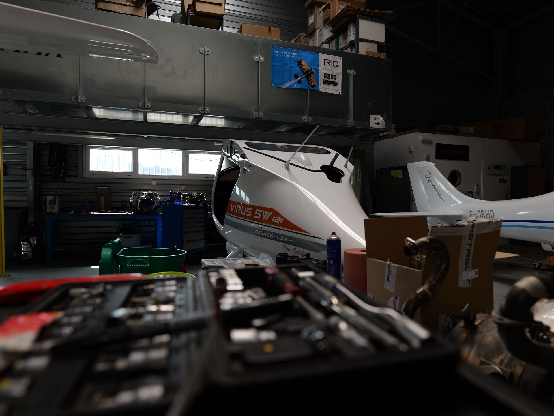 Pipistrel Virus SW 121 sans ses ailes dans l’atelier Finesse Max
