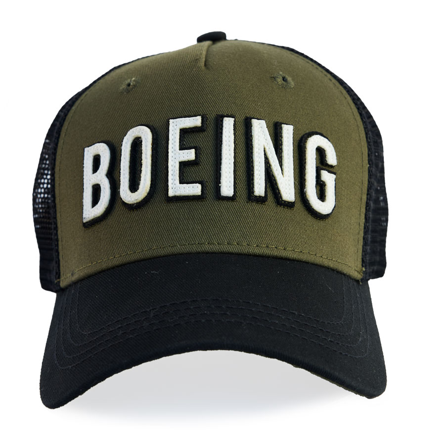 Boeing Mesh Back Cap, Black and Khaki