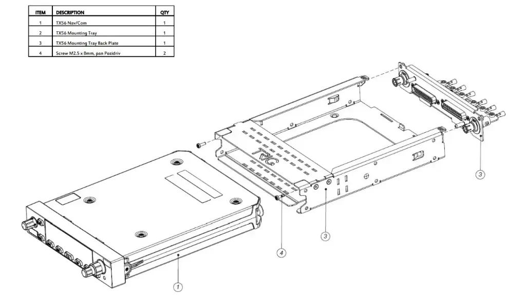 Tray Trig TX56/TX57 avec kit d'installation et manuels